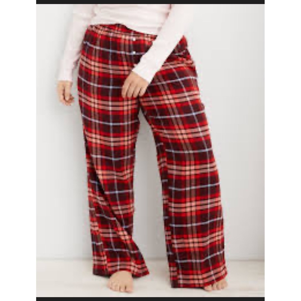 Nwt Aerie Plaid Pajama Pants Soft Lounge Sleepwear Red Multi Size S
